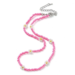 Hot pink Halskette mit Glasblumenperlen, hot pink, 15.91 Zoll (40.4 cm)