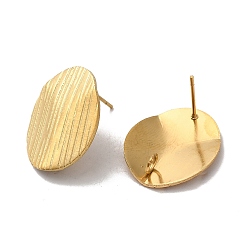 Золотой Ионное покрытие (ip) 304 детали серег из нержавеющей стали, с вертикальной петлей, текстурированный овал, золотые, 20x16 мм, отверстие : 2.5 мм, штифты : 0.7 мм