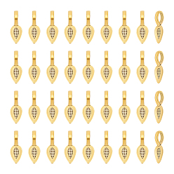 Античное Золото 200шт. тибетские литые клеевые плоские скобы, лист, античное золото , 21x8x6 мм, отверстие : 4x6 мм