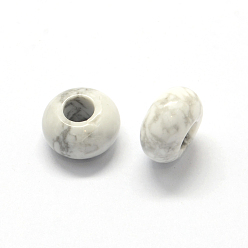 Howlite Natural Howlite European Large Hole Beads, Rondelle, 13~14x7~8mm, Hole: 5mm