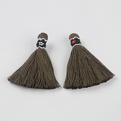 Coffee Nylon Tassel Big Pendants Decorations, Coffee, 73~79x11~12mm