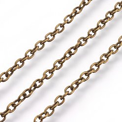 Antique Bronze Iron Cable Chains, for DIY Jewelry Making, with Spool, Unwelded, Oval, Lead Free, Antique Bronze, 3x2x0.5mm, about 328.08 Feet(100m)/roll