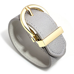 Gainsboro Leather Cord Bracelets, with Alloy Findings, Golden, Gainsboro, 10 inch(25.5cm), 28mm Wide