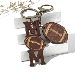 Rugby Деревянные брелки, украшения для сумок и кошельков, регби, 14x3 см