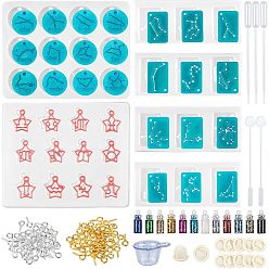 (52) Непрозрачная лаванда DIY Kit, с силиконовыми формами, пластиковый стержень для перемешивания, трансферные пипетки, блестящий лазерный блеск для ногтей и латексные детские кроватки