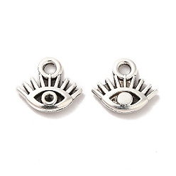 Antique Silver Tibetan Style Alloy Pendant Rhinestone Settings, Eye, Nickel, Antique Silver, Fit for 1mm Rhinestone, 9x10x1.7mm, Hole: 1.5mm, about 1666pcs/500g