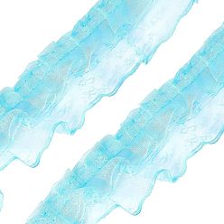 Blau Spitzenbesatz aus Polyester, gesticktes florales Spitzenband, zum Nähen oder Basteln, Blau, 44 mm, über 20 Yard/Karte (18.28 m/Karte)