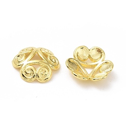 Golden Rack Plating Alloy Bead Caps, Long-Lasting Plated, Lead Free & Cadmium Free, 3-Petal, Flower, Golden, 8.5x8x2.5mm, Hole: 1.2mm