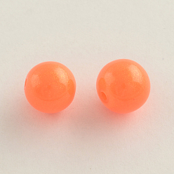 Коралловый Стеклянные круглые бусины, лакированные и окрашенные, коралл, 8 мм, отверстие : 1.3~1.6 мм, около 100 шт / нитка, 31.4 дюйм