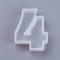 Number Силиконовые формы, формы для литья смолы, для уф-смолы, изготовление подвесок из эпоксидной смолы, число, кол. 4, 43x34x10 мм