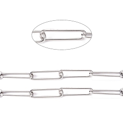 Нержавеющая Сталь Цвет Устойчивы к потускнению 304 цепочки из нержавеющей стали, тянутые удлиненные кабельные цепи, пайки, с катушкой, цвет нержавеющей стали, Коннекторы : 21.5x6x1 мм, около 32.8 футов (10 м) / рулон