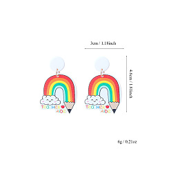 Pen Акриловые серьги-гвоздики «обратно в школу», платина, ручка, 46x30 мм