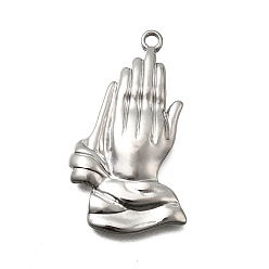 Нержавеющая Сталь Цвет 304 подвески из нержавеющей стали, молящиеся руки, цвет нержавеющей стали, 37x21x3 мм, отверстие : 2 мм