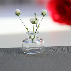 Claro Botellas de jarrón de vidrio en miniatura transparentes, accesorios de casa de muñecas micro jardín paisajístico, accesorios de fotografía decoraciones, Claro, 19x17 mm