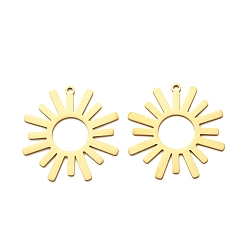 Golden 201 Stainless Steel Pendants, Sun Charms, Laser Cut, Golden, 28x26.5x1mm, Hole: 1.5mm