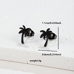 Дерево 201 из нержавеющей стали серьги, чёрные, дерево, 8x11 мм