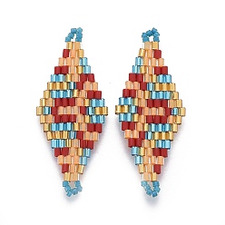 Разноцветный Японский бисер miyuki & toho ручной работы ссылки, Ткацкий станок, ромб, красочный, 40~41.5x16~16.7x1.7~1.8 мм, отверстие : 1.4~1.5 мм