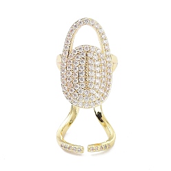 Real 18K Gold Plated Brass Micro Pave Cubic Zirconia Fingernail Rings, Nail Cover Ring, Real 18K Gold Plated, 2mm, Inner Diameter: 11mm
