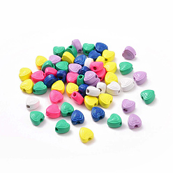 Mixed Color Spray Painted Alloy Beads, Heart, Mixed Color, 6x5.7~6x4mm, Hole: 1.5~1.8mm