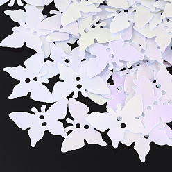 Кремово-белый Аксессуары для орнаментов, пластиковые пайетки / блестки из пвх, бабочка, кремово-белые, 12x17x0.4 мм, Отверстие : 1.2 мм , около 9000 шт / 500 г