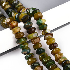 Желто-Зеленый Природный агат бисер нитей, окрашенные, граненые, рондель, желто-зеленый, 11~18x11~18x8~10 мм, отверстие : 1.2 мм, около 40~41 шт / нитка, 14.57~14.96 дюйм (37~38 см)