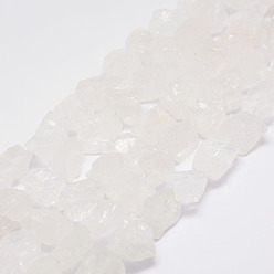 Quartz Crystal Raw Rough Natural Quartz Crystal Beads Strands, Rock Crystal, Nuggets, 15~20x14~18x10~14mm, Hole: 1mm, about 25pcs/strand, 14.9 inch(38cm)