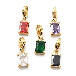 (52) Непрозрачная лаванда Прямоугольник 304 подвеска из нержавеющей стали со стразами, с карабин-лобстерами , ионное покрытие (ip), реальный 14 k позолоченный, разноцветные, 20 мм