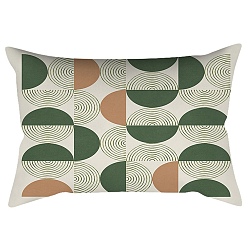 Half Round Fundas de almohada de poliéster abstractas de geometría de estilo nórdico serie verde, fundas de colchón, para sofá cama, Rectángulo, semicírculo, 300x500 mm