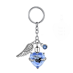 Васильковый Брелок из нержавеющей стали, с урной для праха и подвеской в виде крыла, васильковый, кулон: 2.5x2.1 см