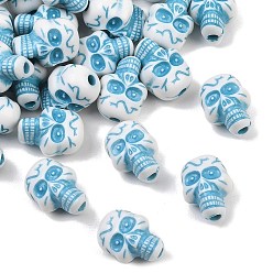 Sky Blue Opaque Acrylic Beads, Craft Beads, Skull, Sky Blue, 23x17.5x16mm, Hole: 3.5mm, about 151pcs/500g