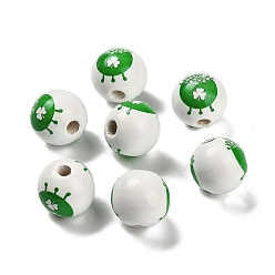 Клевер Серия ко дню святого патрика печатные деревянные европейские бусины схима, клевер, 15.5~16x15 мм, отверстие : 4 мм