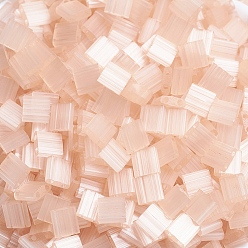 (TL2555) Silk Pale Light Coral MIYUKI TILA Beads, Japanese Seed Beads, 2-Hole, (TL2555) Silk Pale Light Coral, 5x5x1.9mm, Hole: 0.8mm, about 5900pcs/500g