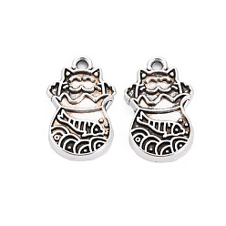 Античное Серебро Сплавочные сеттинги для кулона, тибетский стиль, без кадмия и без свинца, кошка, античное серебро, 21x13x2 мм, отверстие : 1.6 мм