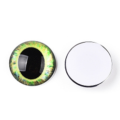 Champagner gelb Glas cabochons, halbrund mit Auge, Champagner gelb, 20x6.5 mm