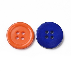 Mixed Color Resin Buttons, Dyed, Flat Round, Mixed Color, 18x3mm, Hole: 2mm, 395pcs/bag