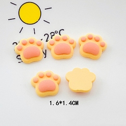 Or Cabochons décodés en résine opaque, empreinte de patte de dessin animé, or, 14x16mm