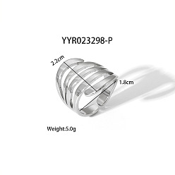 Нержавеющая Сталь Цвет Геометрические 304 открытые манжетные кольца из нержавеющей стали с неровной формой, высококачественные, цвет нержавеющей стали, внутренний диаметр: 18 мм