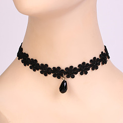 Черный Ожерелья-чокеры из полиэстера и сплава в стиле ретро, для женщин, чёрные, 11.81 дюйм (30 см), Удлинитель цепи: 70 мм длинные