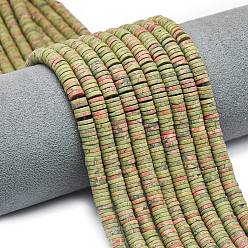 Унакит Природные Unakite бисер нитей, матовые, дисковые бусы, Heishi бусы, 6~6.5x1~1.5 мм, отверстие : 0.9 мм, около 242~244 шт / нитка, 15.16~15.35 дюйм (38.5~39 см)