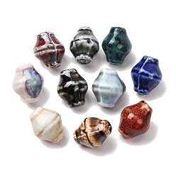 (52) Непрозрачная лаванда Винтажные фарфоровые бусины ручной работы, двухконусные, разноцветные, 22x18 мм, отверстие : 3.5 мм