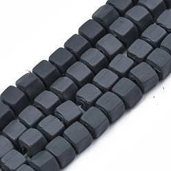Gray Handmade Polymer Clay Beads Strands, Cube, Gray, 5x5x5mm, Hole: 1.8mm, about 86~88pcs/strand, 15.35 inch~16.34 inch(39~41.5cm)