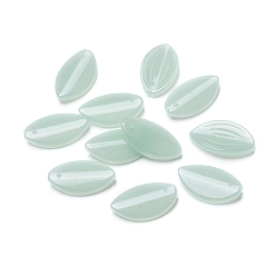 Wasser Nachahmung Jade Glas-Anhänger, Lotusblütenblatt, Wasser, 20.5x12x2.5 mm, Bohrung: 1 mm