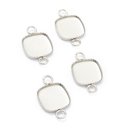 Нержавеющая Сталь Цвет Устойчив к потускнению 304 коннекторы из нержавеющей стали с кабошоном, кружева края ободок чашки, квадратный, цвет нержавеющей стали, 16.5x10x1.6 мм, отверстие : 1.9 мм, лоток : 9.2x9.2 мм