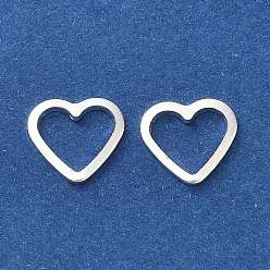 Посеребрённый Латунные соединительные колечки, сердце, без кадмия и без свинца, 925 серебро покрытием, 8.5x9.5x1 мм, внутренний диаметр: 5x7 мм
