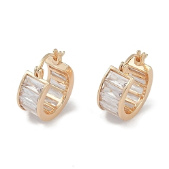 Настоящее золото 18K Серьги-кольца из прозрачного кубического циркония, украшения из латуни для женщин, реальный 18 k позолоченный, 18.5x8 мм