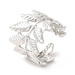 Нержавеющая Сталь Цвет Не тускнеет 201 открытое манжетное кольцо из нержавеющей стали, лист кольцо для женщин, широкое кольцо полоса, цвет нержавеющей стали, размер США 6 3/4 (17.1 мм), 11.5~20 мм