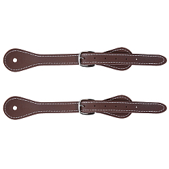 Coconut Marrón Correas de espuelas de cuero pu, correas de bota ajustables para botas hasta el muslo, con hebilla de barra central de aleación, para suministros ecuestres, coco marrón, 75x31.5x8 mm