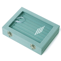 Бирюза Бархатные кольца ювелирные изделия ddisplay box, прямоугольные, бирюзовые, 20x15x4.5 см