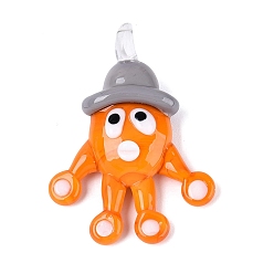 Темно-Оранжевый Подвески лэмпворк ручной работы, прелести осьминога, темно-оранжевый, 43~47.5x30.5~33.5x9.5~12 мм, отверстие : 3.5~4.5 мм