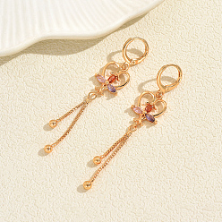 Цветок Латунные кубических серьги циркония обруч, реальный 18 k позолоченный, цветок, 60 мм